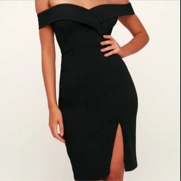NWOT Lulus Classic Glam Black Off-the-Shoulder Bodycon Dress, $88.00 - Picture 1 of 4